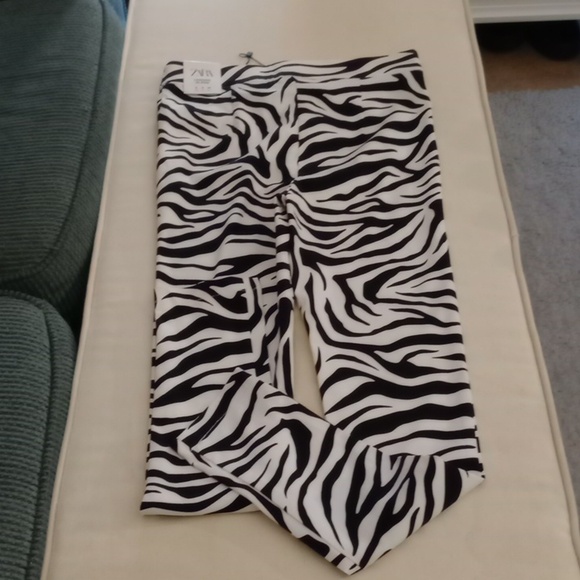 BNWT Zara zebra print stretchy high rise leggings /pants size small - Picture 3 of 5